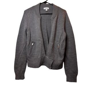 Calvin Klein Wool Knit‎ Zip Front Cardigan Sweater Gray Women's Small